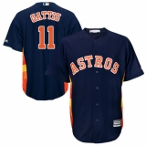 Youth Majestic Houston Astros #11 Evan Gattis Replica Navy Blue Alternate Cool Base MLB Jersey