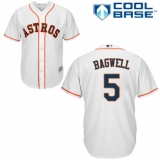 Youth Majestic Houston Astros #5 Jeff Bagwell Replica White Home Cool Base MLB Jersey