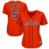 Women's Majestic Houston Astros #5 Jeff Bagwell Replica Orange Alternate Cool Base MLB Jersey