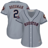 Women's Majestic Houston Astros #2 Alex Bregman Replica Grey Road 2017 World Series Champions Cool Base MLB Jersey