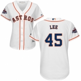 Women's Majestic Houston Astros #45 Carlos Lee Replica White Home 2017 World Series Champions Cool Base MLB Jersey