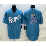 Men's Kansas City Royals Big Logo Blue Stitched MLB Cool Base Nike Jerseys