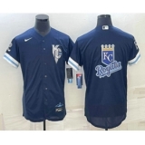 Men's Kansas City Royals Big Logo 2022 Navy Blue City Connect Flex Base Stitched Jersey
