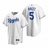 Men's Nike Kansas City Royals #5 George Brett White Home Stitched Baseball Jersey
