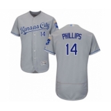 Men's Kansas City Royals #14 Brett Phillips Grey Road Flex Base Authentic Collection Baseball Player Jersey