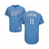 Men's Kansas City Royals #11 Bubba Starling Light Blue Alternate Flex Base Authentic Collection Baseball Player Jersey