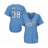 Women's Kansas City Royals #38 Jorge Bonifacio Authentic Light Blue Alternate 1 Cool Base Baseball Player Jersey