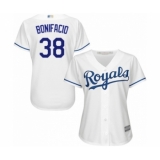 Women's Kansas City Royals #38 Jorge Bonifacio Authentic White Home Cool Base Baseball Player Jersey
