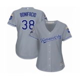 Women's Kansas City Royals #38 Jorge Bonifacio Authentic Grey Road Cool Base Baseball Player Jersey