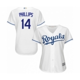 Women's Kansas City Royals #14 Brett Phillips Authentic White Home Cool Base Baseball Player Jersey