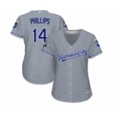 Women's Kansas City Royals #14 Brett Phillips Authentic Grey Road Cool Base Baseball Player Jersey
