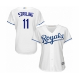 Women's Kansas City Royals #11 Bubba Starling Authentic White Home Cool Base Baseball Player Jersey