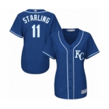 Women's Kansas City Royals #11 Bubba Starling Authentic Blue Alternate 2 Cool Base Baseball Player Jersey