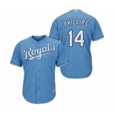 Youth Kansas City Royals #14 Brett Phillips Authentic Light Blue Alternate 1 Cool Base Baseball Player Jersey