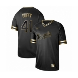 Men's Kansas City Royals #41 Danny Duffy Authentic Black Gold Fashion Baseball Jersey