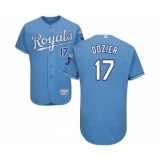Men's Kansas City Royals #17 Hunter Dozier Light Blue Alternate Flex Base Authentic Collection Baseball Jersey