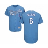 Men's Kansas City Royals #6 Willie Wilson Light Blue Alternate Flex Base Authentic Collection Baseball Jersey