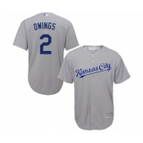 Men's Kansas City Royals #2 Chris Owings Replica Grey Road Cool Base Baseball Jersey