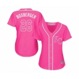 Women's Kansas City Royals #26 Brad Boxberger Replica Pink Fashion Cool Base Baseball Jersey