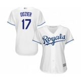 Women's Kansas City Royals #17 Hunter Dozier Replica White Home Cool Base Baseball Jersey