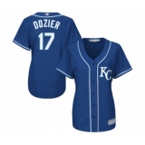 Women's Kansas City Royals #17 Hunter Dozier Replica Blue Alternate 2 Cool Base Baseball Jersey