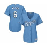 Women's Kansas City Royals #6 Willie Wilson Replica Light Blue Alternate 1 Cool Base Baseball Jersey