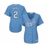 Women's Kansas City Royals #2 Chris Owings Replica Light Blue Alternate 1 Cool Base Baseball Jersey