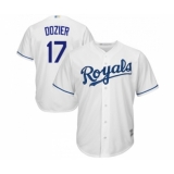 Youth Kansas City Royals #17 Hunter Dozier Replica White Home Cool Base Baseball Jersey