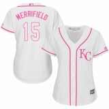 Women's Majestic Kansas City Royals #15 Whit Merrifield Authentic White Fashion Cool Base MLB Jersey