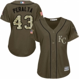 Women's Majestic Kansas City Royals #43 Wily Peralta Authentic Green Salute to Service MLB Jersey