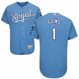 Men's Majestic Kansas City Royals #1 Ryan Goins Light Blue Alternate Flex Base Authentic Collection MLB Jersey