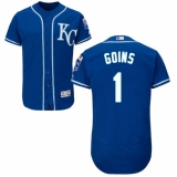 Men's Majestic Kansas City Royals #1 Ryan Goins Royal Blue Alternate Flex Base Authentic Collection MLB Jersey