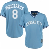 Men's Majestic Kansas City Royals #8 Mike Moustakas Authentic Light Blue Cooperstown MLB Jersey