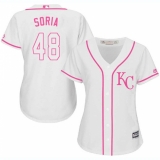 Women's Majestic Kansas City Royals #48 Joakim Soria Replica White Fashion Cool Base MLB Jersey