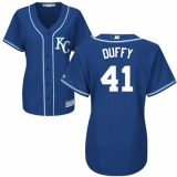 Women's Majestic Kansas City Royals #41 Danny Duffy Replica Blue Alternate 2 Cool Base MLB Jersey