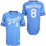 Men's Majestic Kansas City Royals #8 Mike Moustakas Replica Light Blue 1985 Turn Back The Clock MLB Jersey