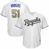 Youth Majestic Kansas City Royals #51 Jason Vargas Authentic White Home Cool Base MLB Jersey