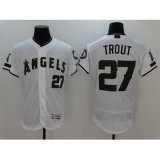 Men's Los Angeles Angels of Anaheim #27 Mike Trout Authentic White-Green Independent Jersey