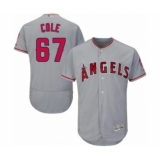 Men's Los Angeles Angels of Anaheim #67 Taylor Cole Grey Road Flex Base Authentic Collection Baseball Player Jersey