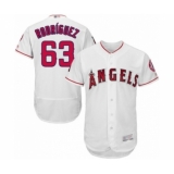 Men's Los Angeles Angels of Anaheim #63 Jose Rodriguez White Home Flex Base Authentic Collection Baseball Player Jersey