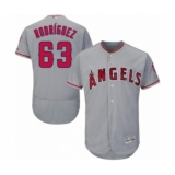 Men's Los Angeles Angels of Anaheim #63 Jose Rodriguez Grey Road Flex Base Authentic Collection Baseball Player Jersey