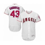 Men's Los Angeles Angels of Anaheim #43 Patrick Sandoval White Home Flex Base Authentic Collection Baseball Player Jersey