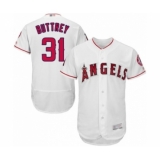 Men's Los Angeles Angels of Anaheim #31 Ty Buttrey White Home Flex Base Authentic Collection Baseball Player Jersey