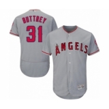Men's Los Angeles Angels of Anaheim #31 Ty Buttrey Grey Road Flex Base Authentic Collection Baseball Player Jersey