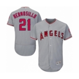 Men's Los Angeles Angels of Anaheim #21 Michael Hermosillo Grey Road Flex Base Authentic Collection Baseball Player Jersey