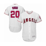Men's Los Angeles Angels of Anaheim #20 Kean Wong White Home Flex Base Authentic Collection Baseball Player Jersey