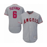 Men's Los Angeles Angels of Anaheim #6 David Fletcher Grey Road Flex Base Authentic Collection Baseball Player Jersey