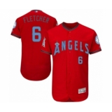 Men's Los Angeles Angels of Anaheim #6 David Fletcher Authentic Red 2016 Father's Day Fashion Flex Base Baseball Player Jersey