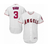 Men's Los Angeles Angels of Anaheim #3 Taylor Ward White Home Flex Base Authentic Collection Baseball Player Jersey