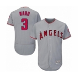 Men's Los Angeles Angels of Anaheim #3 Taylor Ward Grey Road Flex Base Authentic Collection Baseball Player Jersey